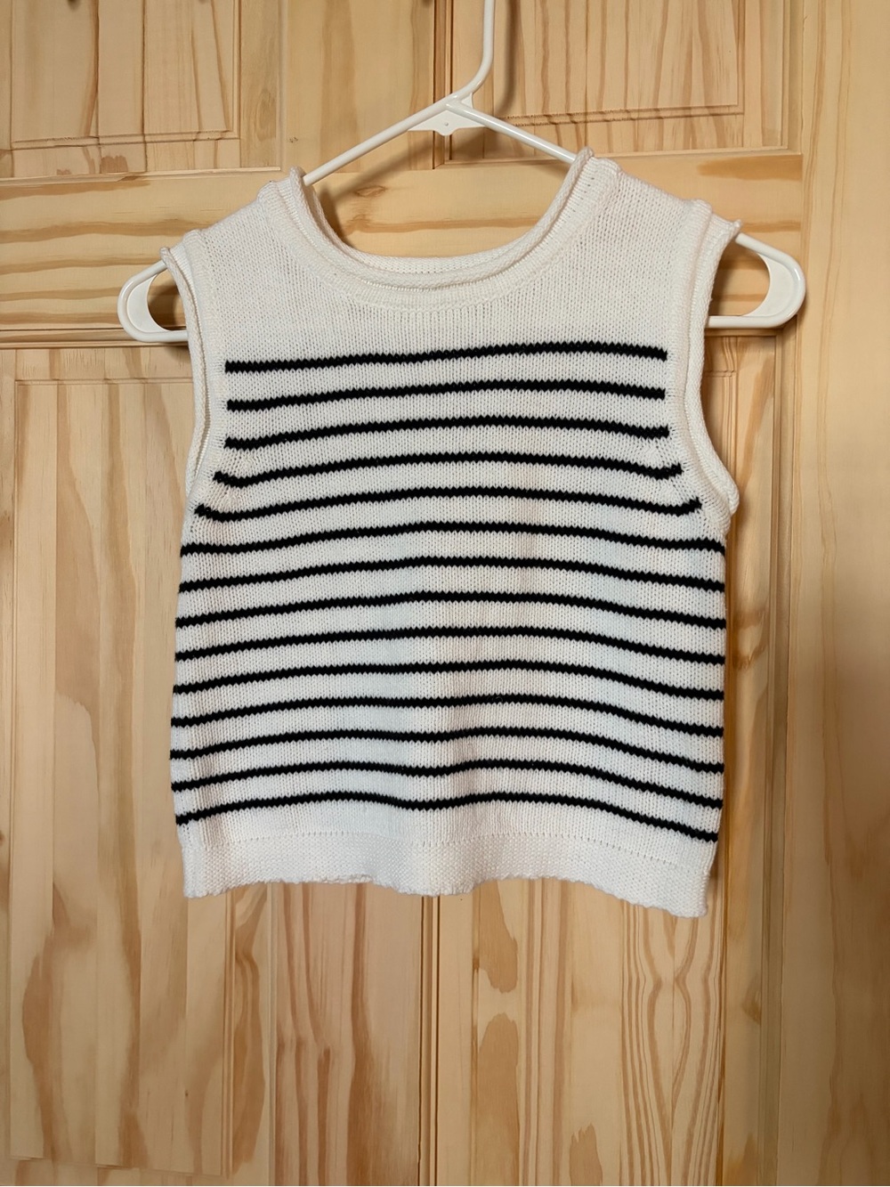 moon & madison White Sleeveless Knit Tank with Black Stripes